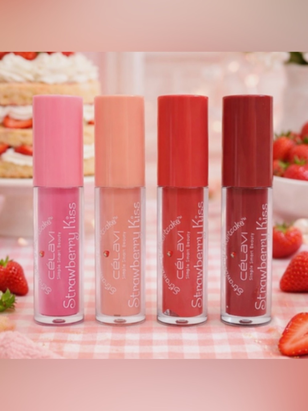 Celavi Strawberry Kiss Liquid Lipstick - Pink, Peach, Coral, Berry Shades